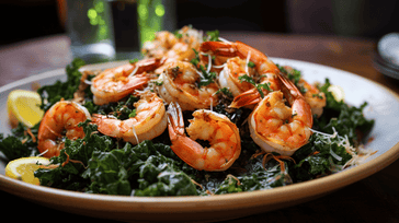 Kale Caesar Salad with Grilled Shrimp