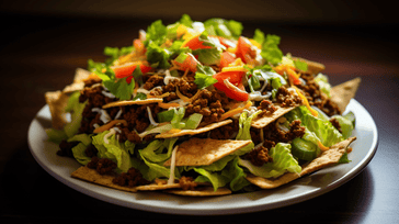 Taco Salad with Ground Beef and Crunchy Tortilla Strips