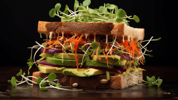 Veggie Club Sandwich with Avocado and Sprouts